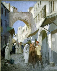 Marockansk gatuscene (Tetuan) (olja på duk)