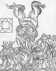 Faksimil av den astrologiska hieroglyfen som förutser den stora branden i London, från "Monarchy or No Monarchy in England" publicerad 1651