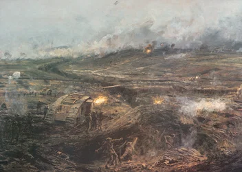 "Dawn, 20th November 1917" - Brittiska stridsvagnar rullar in i Cambrai, Frankrike