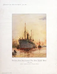 RMS "Briton", slutet av 1800-talet till början av 1900-talet (kromolitografi)