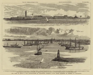 Krisen i Egypten, befästningarna i Alexandrias hamn, den allierade skvadronen i hamnen i Alexandria