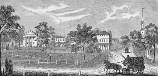 President Lincoln lämnar Davis Mansion, illustration från 