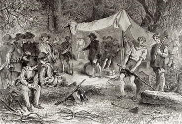 Den första dagen i Jamestown, 14 maj 1607, från 