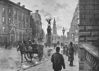Fleet Street, visar Temple Bar Memorial och Childs Bank, 1891