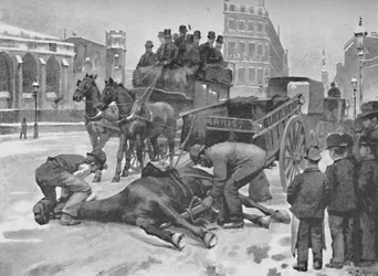 Holborn Viaduct - A Slippery Day, 1891