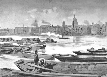 St. Pauls Cathedral från flodens södra strand, 1891