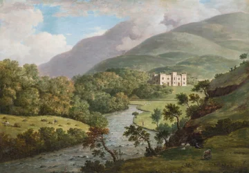 Utsikt över Kielder Castle, North Tyne, Northumberland, ca 1770
