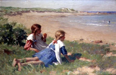 Tittar ut mot havet (olja på duk)
