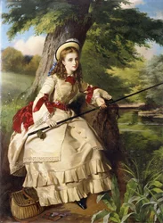 En ung dam som fiskar, 1873