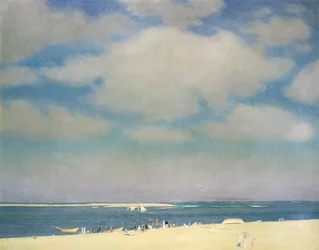 Havslandskap med sandstrand (The Beach at Chatham) ca 1915 (olja på duk)
