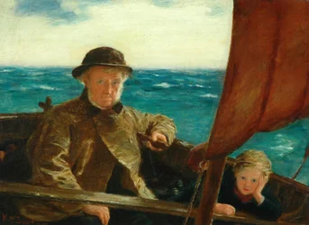 Far står vid rodret, 1889