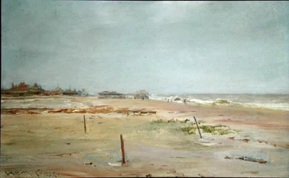 Strandscen (olja på panel)