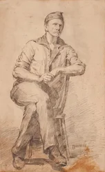 Sittande man, c. 1870.