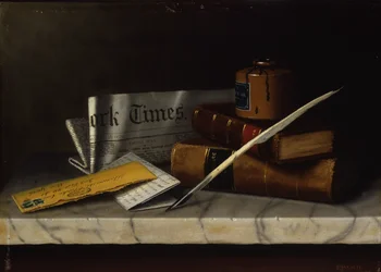 Stilleben med brev till Mr. Clarke, 1879 (olja på duk monterad på masonit)
