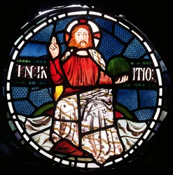 In the Beginning, detalj från Creation Window, 1861 målat glas detalj av 120153