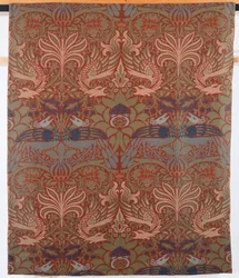 Påfågel och drake, handvävd kypertgardin, Morris & Co., 1878