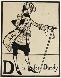 D är för Dandy, illustration från "An Alphabet", pub. 1898 (handfärgat träsnitt)