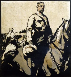 Lord Kitchener (1850-1916) illustration från "Twelve Portraits - Second Series", publicerad 1899 (handfärgat träblock)