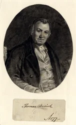 Porträtt av Thomas Bewick (bläck på papper (klistrad på papper))