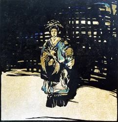 Sada Yacco, illustration från "Twelve Portraits", publicerad 1899 (handfärgat träblock)
