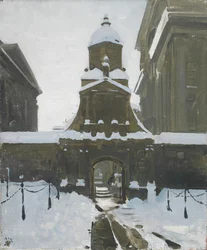 Hedersporten under snö