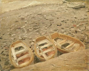 Tre båtar, ca 1928 (olja på duk)