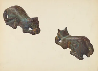 Myntbank för katt och boll, ca. 1939.