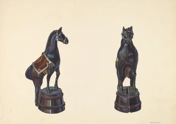 Häst på fatbanken, ca. 1938.