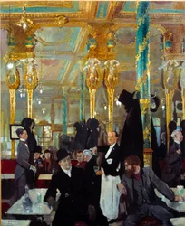Det kungliga kaféet i London. Målning av Sir William Orpen (1878-1931)