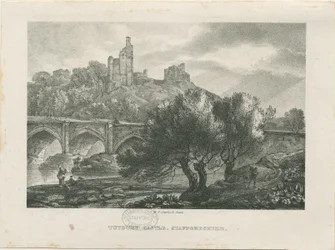 Tutbury Castle - South View: zinkograf och [tidigt 1800-tal]