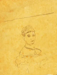 Dam i aftonklänning med Venus de Milo-figur