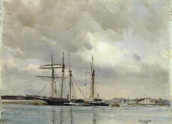 Båtar i hamnen, lastar China Clay, ca 1900