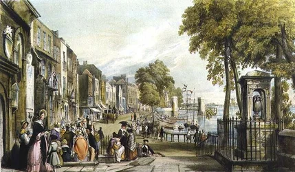 Chelsea Old Church och Sir Hans Sloanes grav (litho)