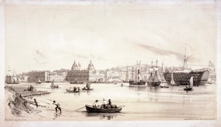 Utsikt över Greenwich över Themsen, London, c1841.
