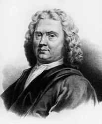 Porträtt av Herman Boerhaave (1668-1738), holländsk läkare, kemist och botaniker, gravyr