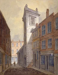 Church of St George Botolph Lane från George Lane, City of London, c1813