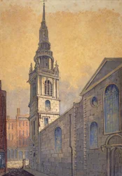 Church of St Mary le Bow från Bow Churchyard, City of London, c1815