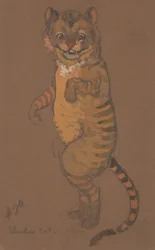 Cheshire Cat kostymdesign för Alice-in-Wonderland, 1915.
