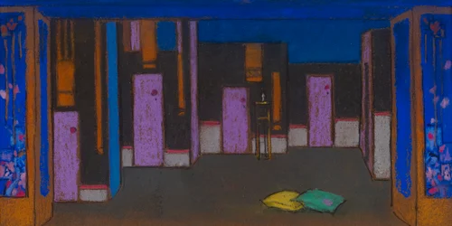Hall med dörrar (scenografi för Alice i Underlandet, 1915)