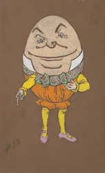 Humpty Dumpty kostymdesign för Alice-in-Wonderland, 1915.