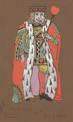 King of Hearts kostymdesign för Alice-in-Wonderland, 1915.