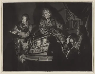 En filosof håller en föreläsning i Orrery, efter Joseph Wright från Derby (1734-97)
