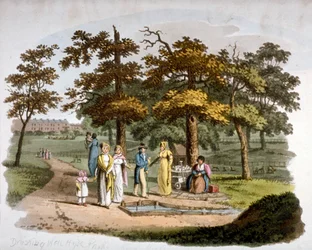Utsikt över en dryckeskälla, Hyde Park, Westminster, London, 1812