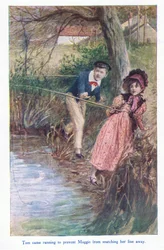 Tom kom springande för att hindra Maggie från att ta bort hennes linje, 1930-talet