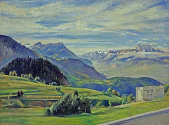 Le Dent du Midi från Leysin, Schweiz (olja på duk)