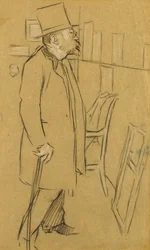 The Connoisseur - Möjligen ett porträtt av Mons. Julien, ca 1890 (kol & vit krita på papper)