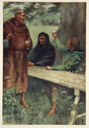 Robin Hood och den svarte munken, frontespis ur «Hero Myths and Legends of the British Race» av M. I. Ebbutt, 1910