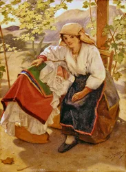 Mor och barn (olja ombord)