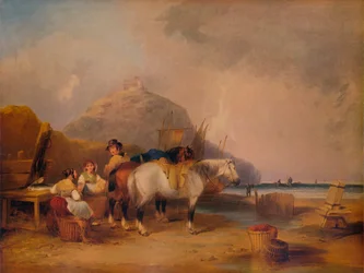 Kustscen, med figurer och hästar, c1841