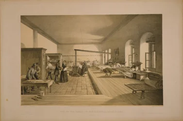 En av avdelningarna på sjukhuset i Scutari, 1855